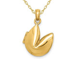 14K Yellow Gold Fortune Cookie Charm Pendant Necklace with Chain